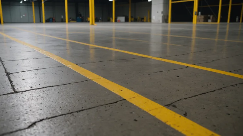 Floor tape marking compared to digital zone overlay on warehouse map
